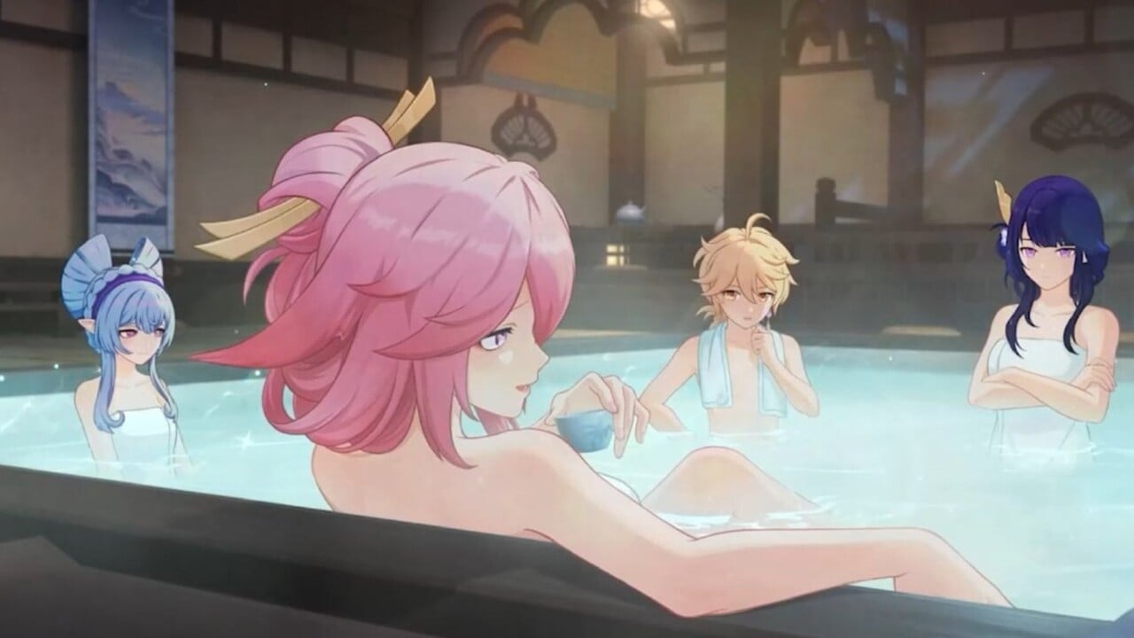 The Traveler Takes to the Bathhouse in Light Genshin Impact Update on PS5, PS4