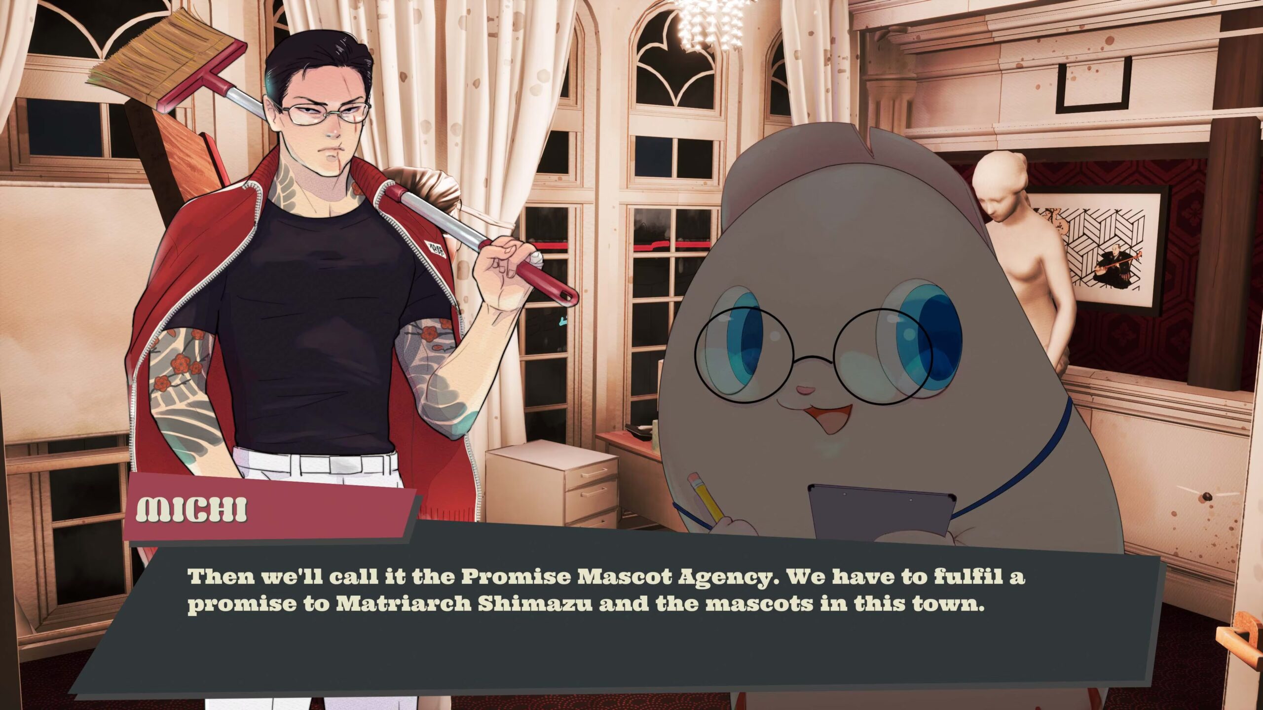 Promise Mascot Agency voice cast announced, including Shuhei Yoshida and SWERY