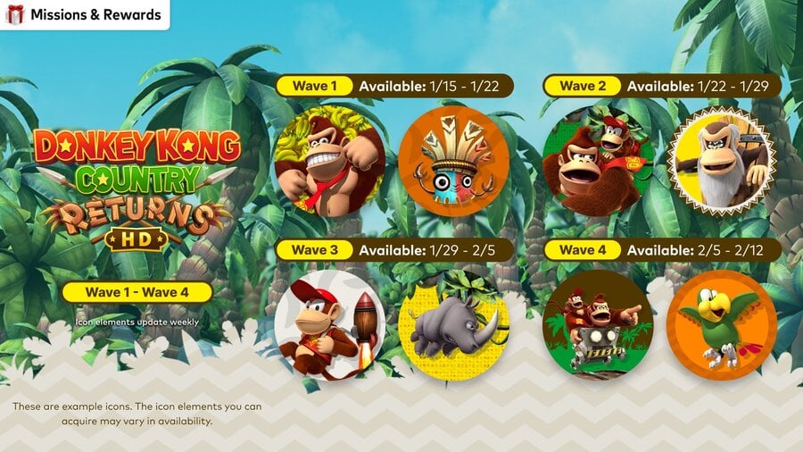 Switch Online’s Missions & Rewards Adds Donkey Kong Country Returns HD Icons