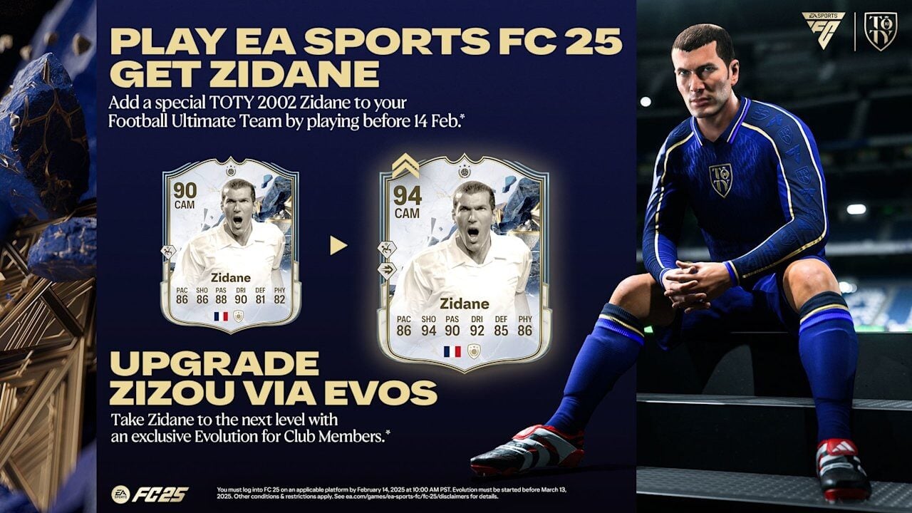 EA Sports FC 25 is giving every player a 90-rated Zidane, with the chance to evolve him to 94
