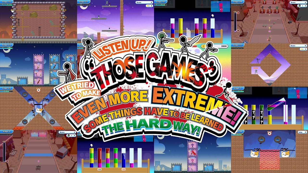 LISTEN UP! WE TRIED TO MAKE “THOSE GAMES” EVEN MORE EXTREME! SOME THINGS HAVE TO BE LEARNED THE HARD WAY! announced for PS5, PS4, Switch, and PC; now available