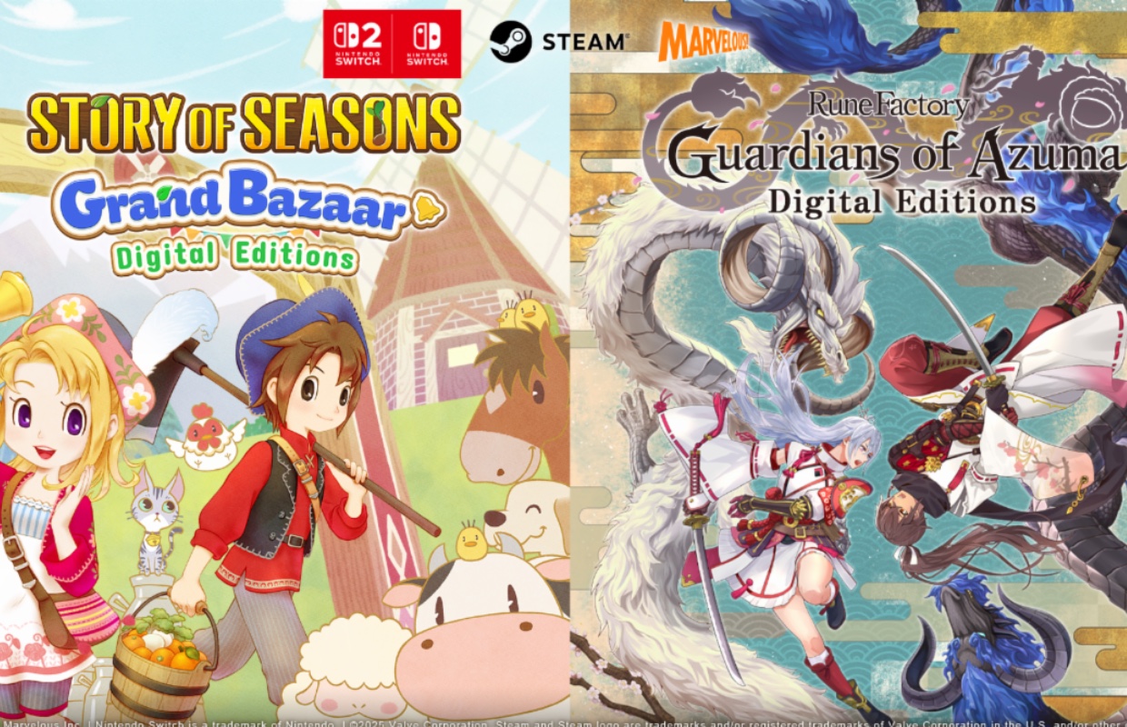 Rune Factory: Guardians of Azuma and Story of Seasons: Grand Bazaar Nintendo Switch 2 Editions will feature the full game on cartridge