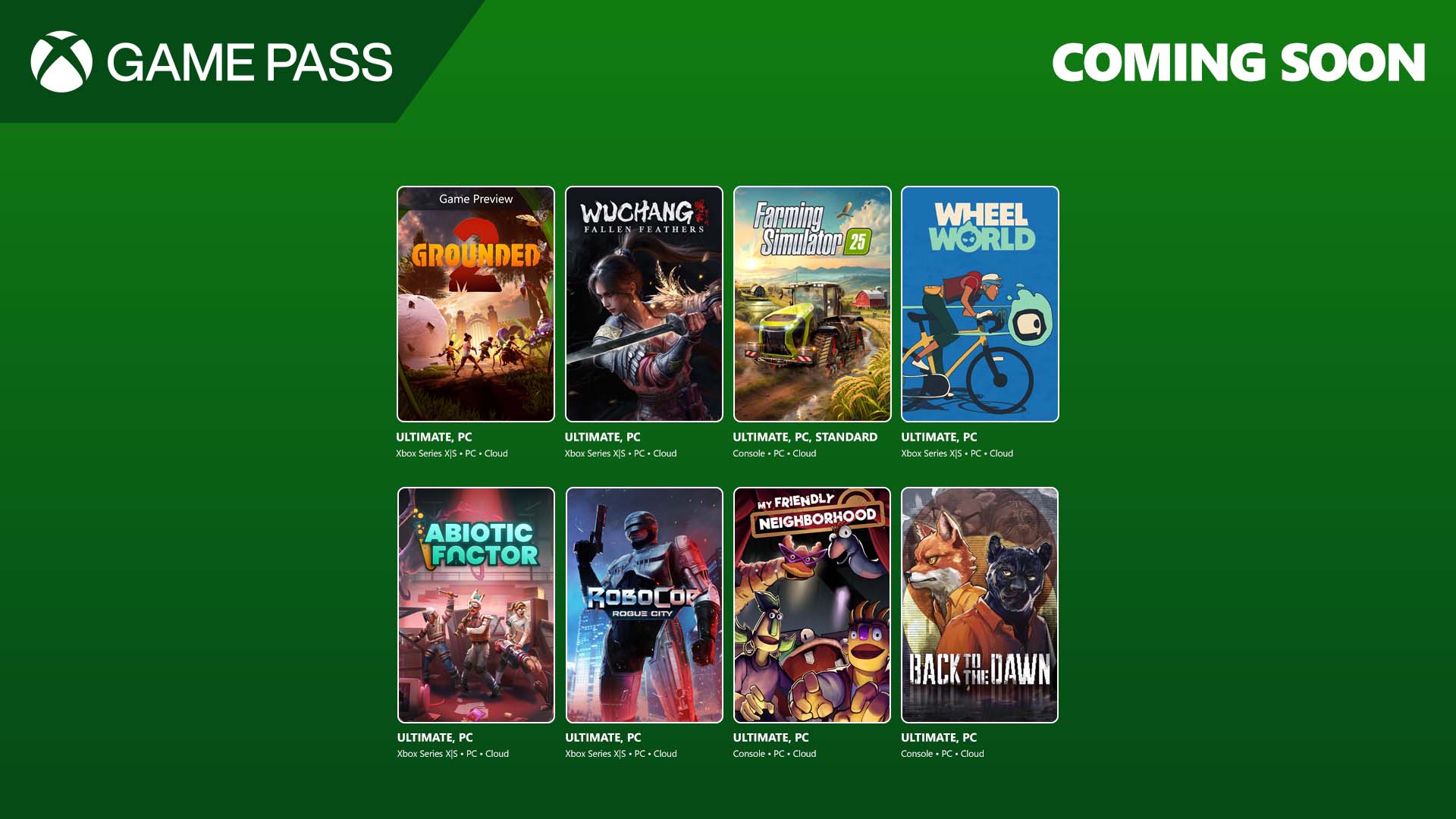 Game Pass adds Grounded 2 (Game Preview), WUCHANG: Fallen Feathers, Wheel World, and more in late July