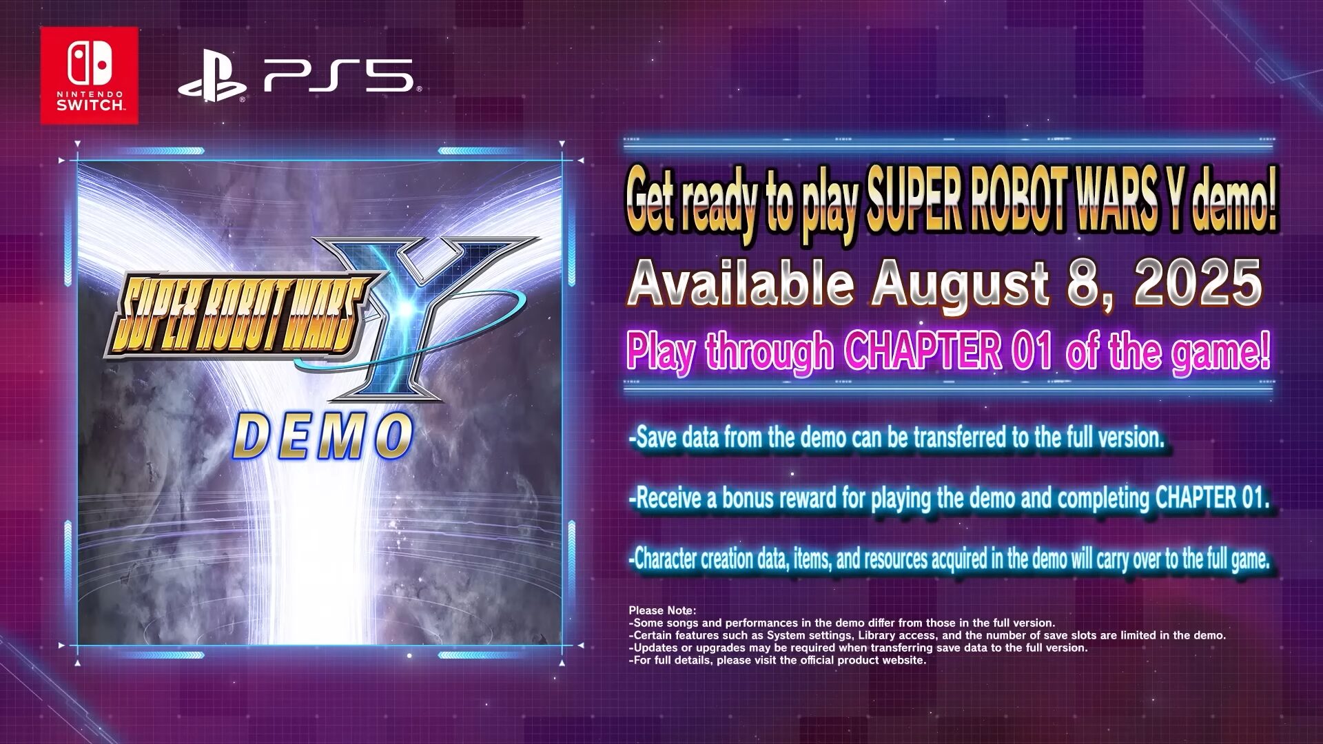 Super Robot Wars Y demo for PS5, Switch launches August 8
