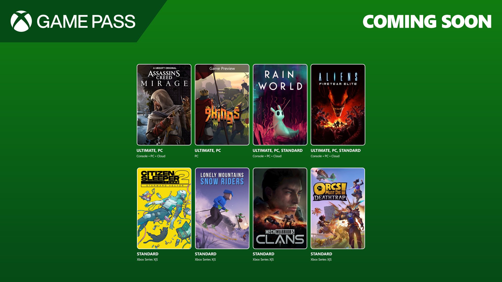 Game Pass adds Assassin’s Creed Mirage, 9 Kings, Rain World, and more in early August