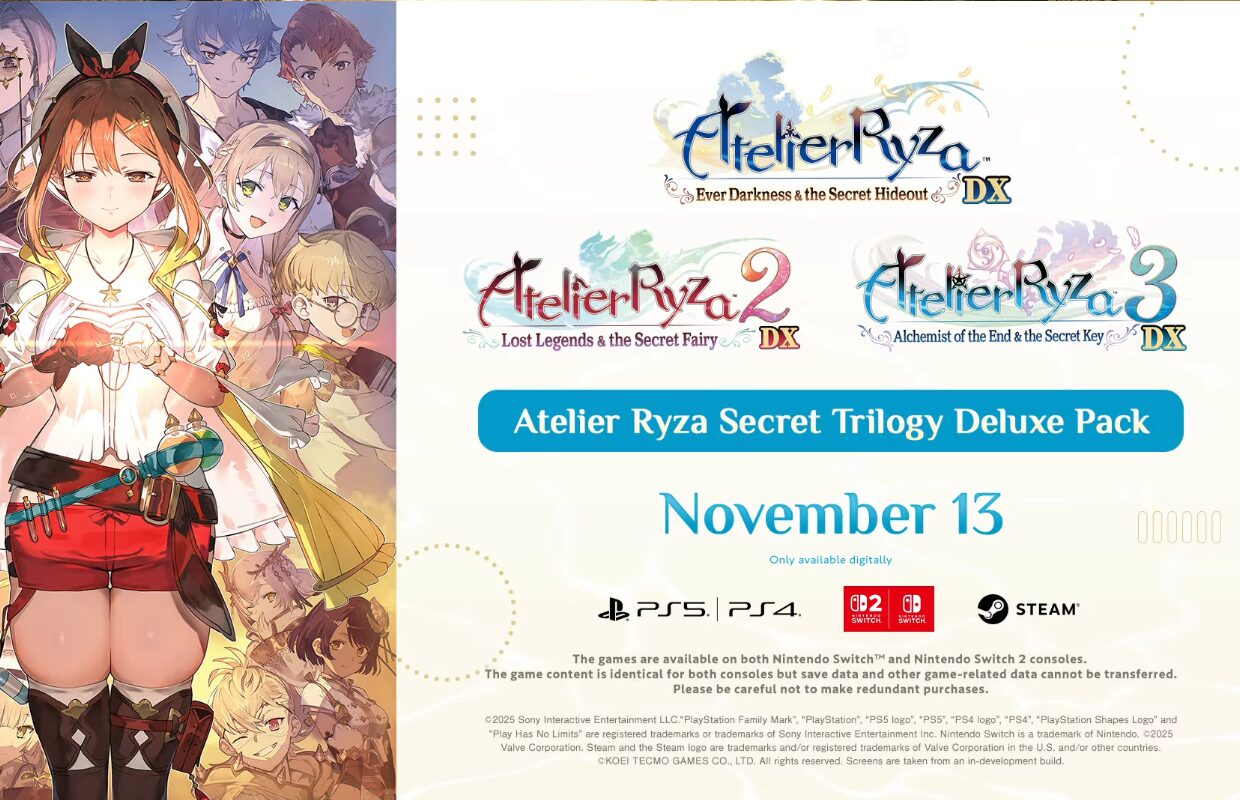 Atelier Ryza Secret Trilogy Deluxe Pack launches November 13 for Switch 2, PS5, PS4, Switch, and Steam
