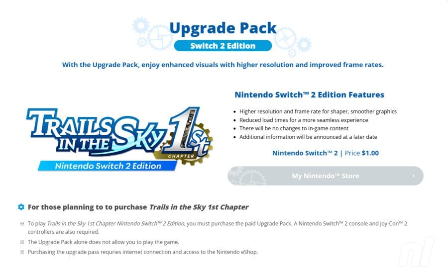 Trails In The Sky 1st Chapter Switch 2 Edition ‘Upgrade Pack’ Confirmed