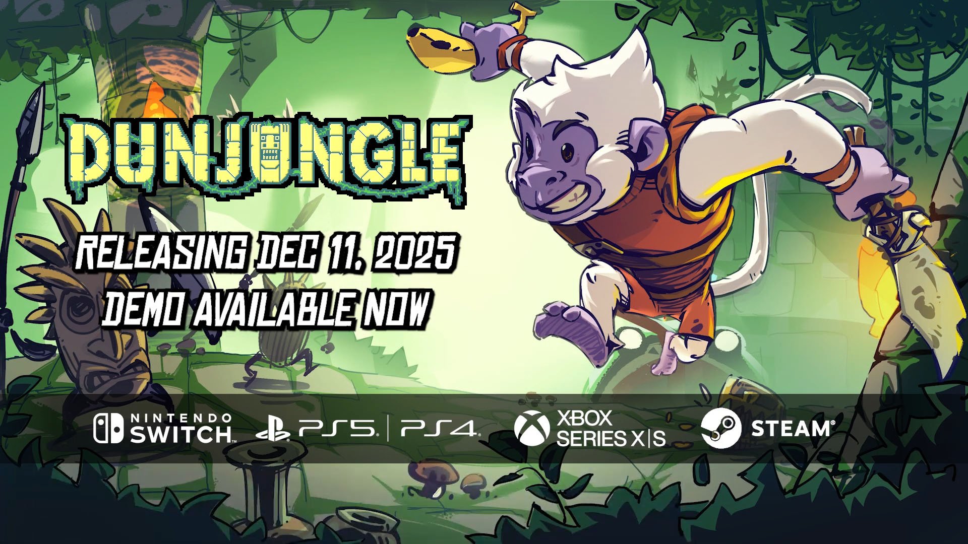 Dunjungle launches December 11 for PS5, Xbox Series, PS4, Switch, and PC