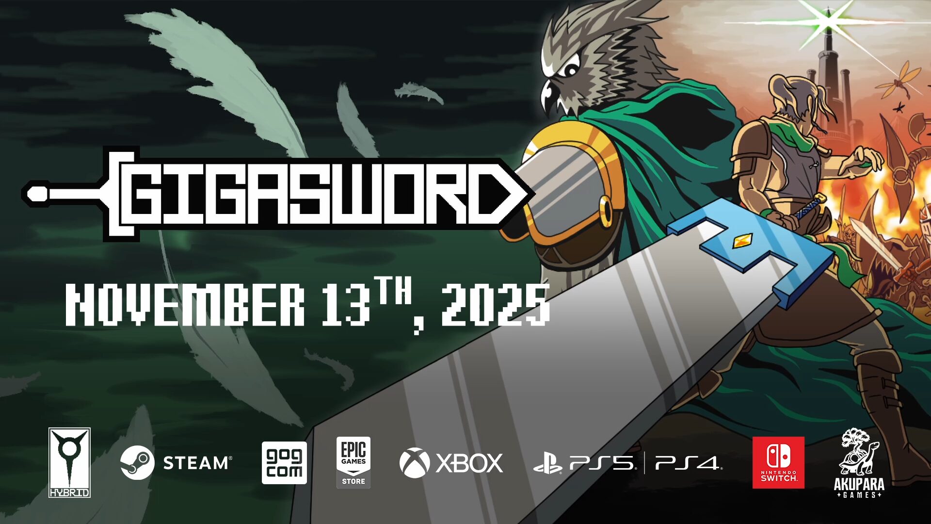 GIGASWORD adds PS5, Xbox Series, PS4, Xbox One, and Switch versions; delayed to November 13