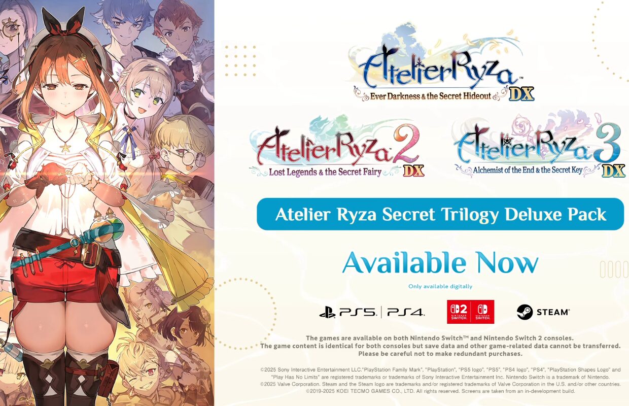 The Atelier Ryza Secret Trilogy Deluxe Pack is now available worldwide on PS5, Switch 2, PS4, Switch, and PC