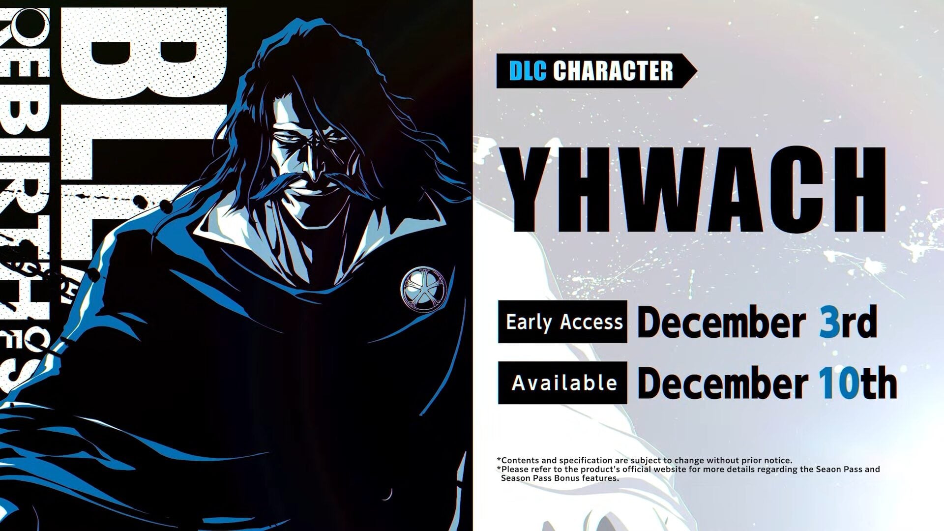 Bleach: Rebirth of Souls DLC character Yhwach launches December 3 for Season Pass owners, December 10 for all