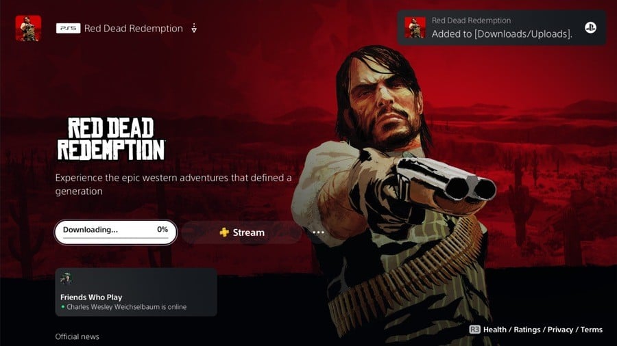 Red Dead Redemption 1’s Free PS5 Upgrade Is Available to Download Now, Included with PS Plus Extra