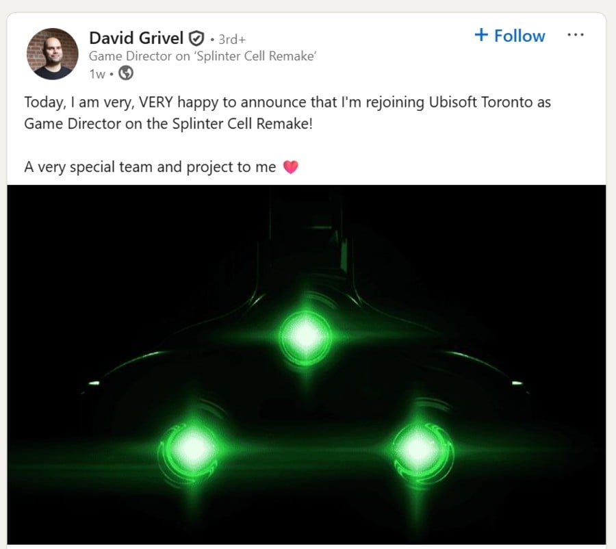 Splinter Cell Remake Gets Its Original Game Director Back