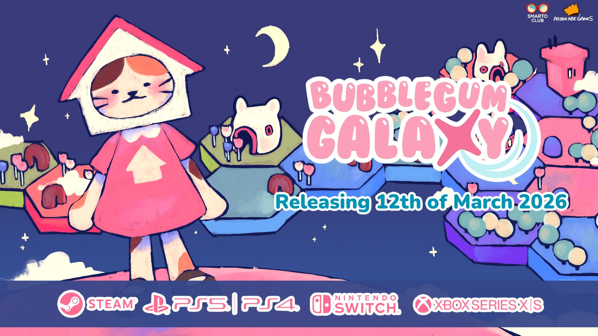 Bubblegum Galaxy launches March 12 for PS5, Xbox Series, PS4, Switch, and PC
