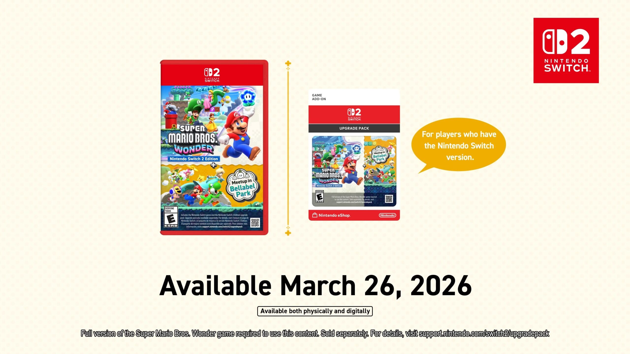 Super Mario Bros. Wonder – Nintendo Switch 2 Edition + Meetup in Bellabel Park launches March 26