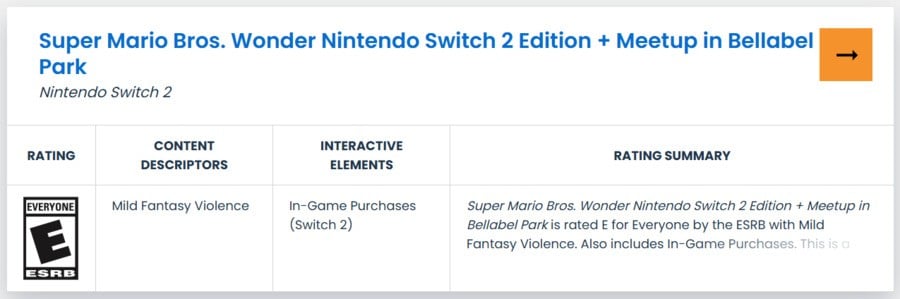 Super Mario Bros. Wonder – Nintendo Switch 2 Edition + Meetup In Bellabel Park Has Been Rated