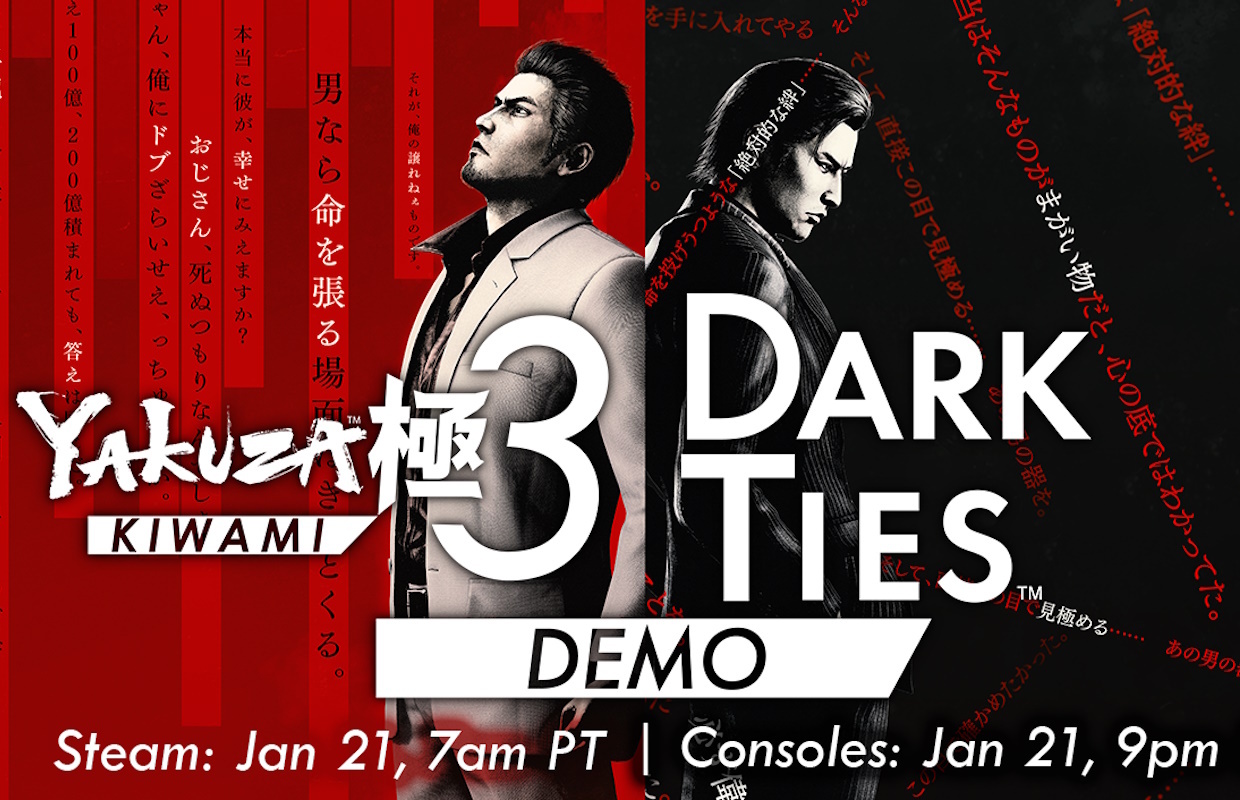 Free demo for Yakuza Kiwami 3 & Dark Ties launches on January 21