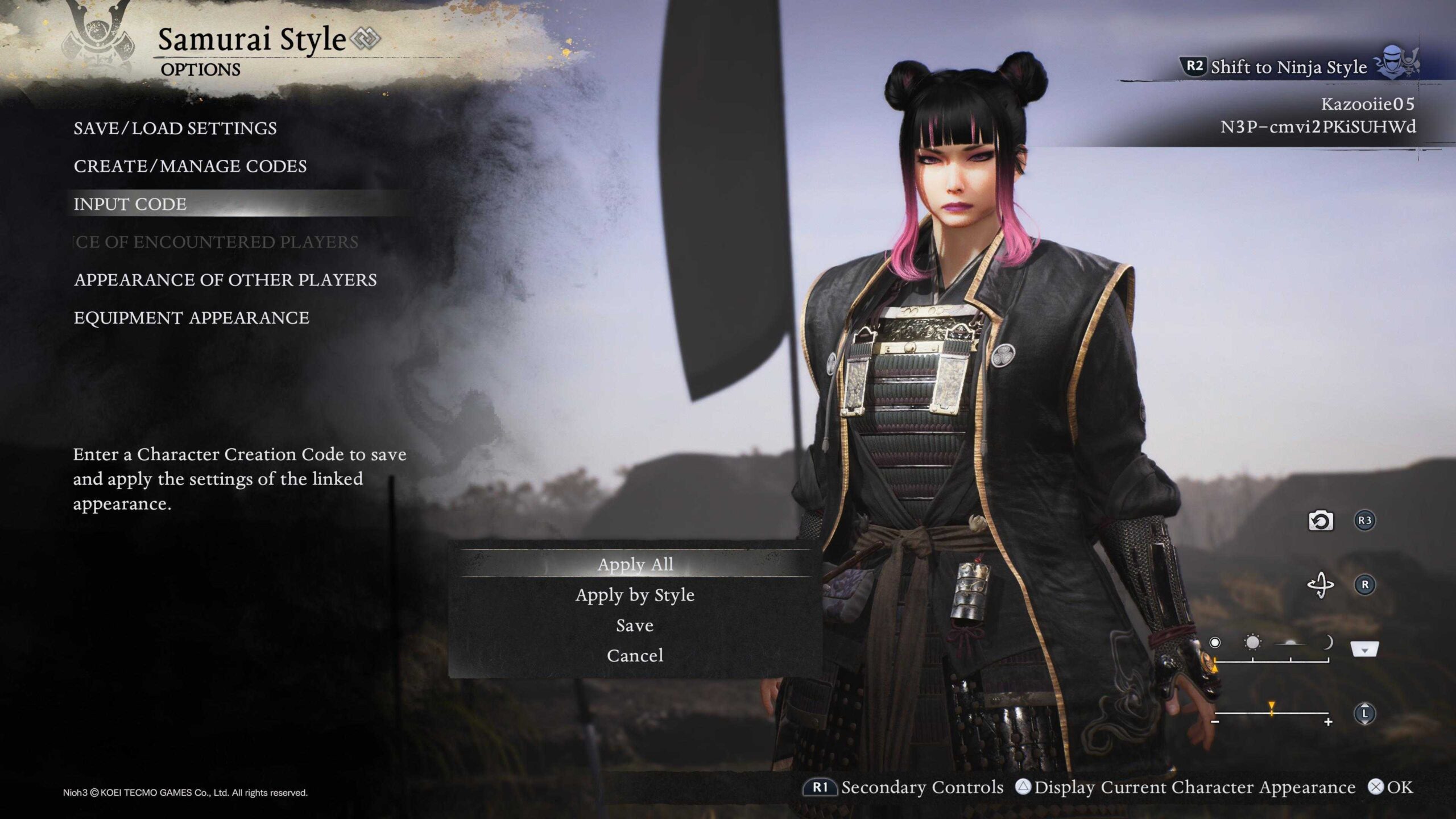 Nioh 3: Best Character Creation Codes and how to use them