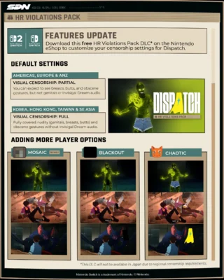 Dispatch ‘HR Violations Update’ now available, addresses some censorship on Switch 2 and Switch