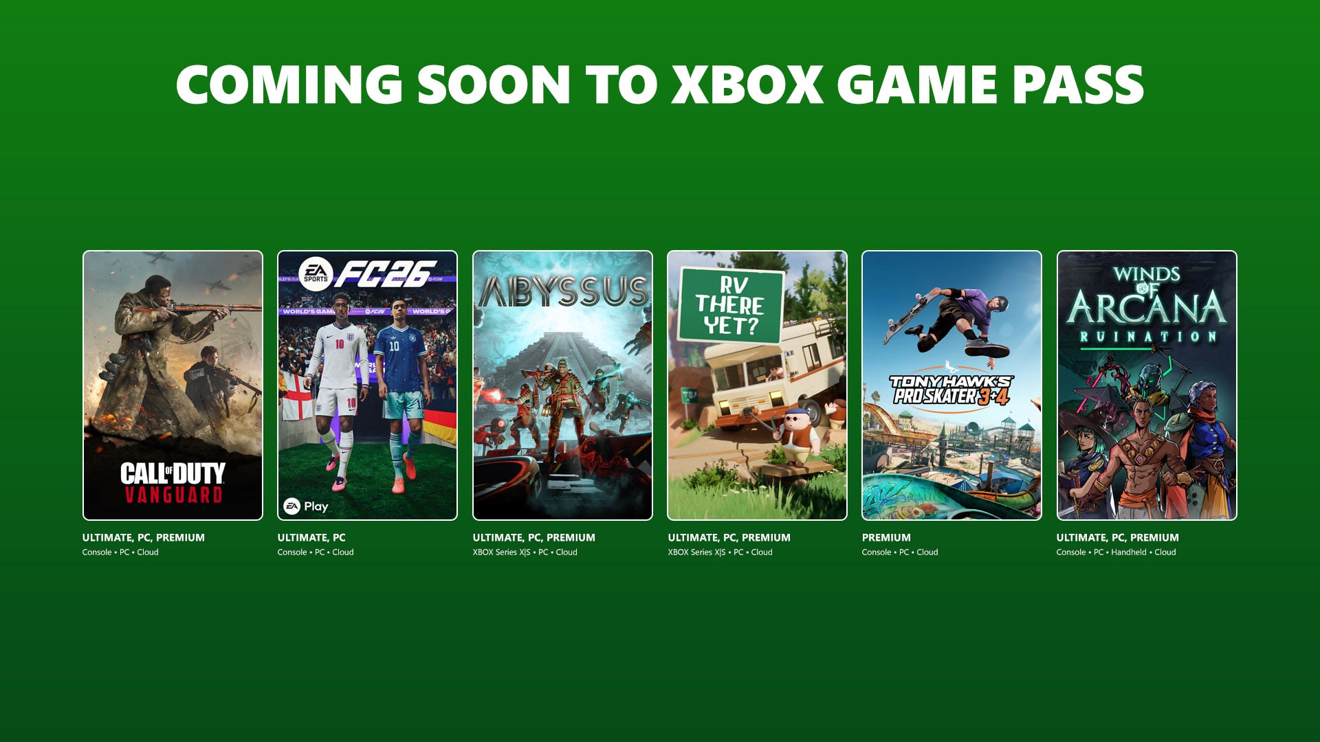 Game Pass adds EA Sports FC 26, RV There Yet?, Winds of Arcana: Ruination, and more in late June to early July